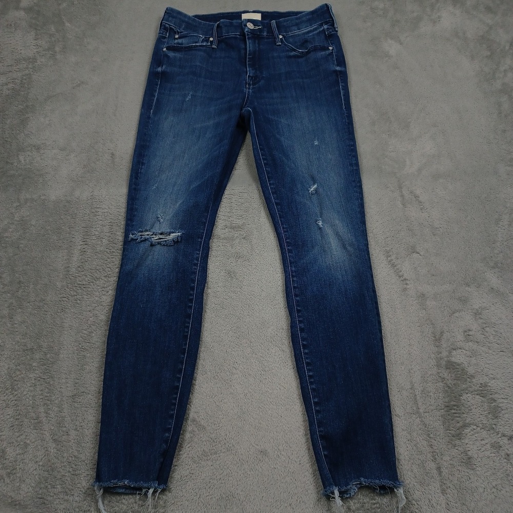 Mother Jeans Womens 27 Blue Denim Ankle Chew Looker Distressed